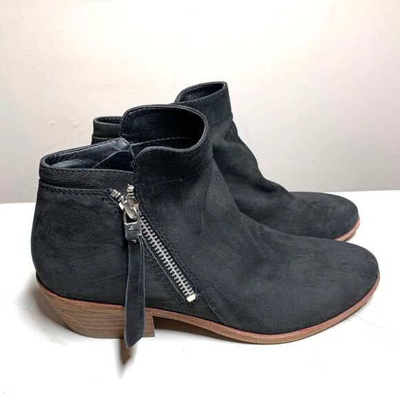 SAM EDELMAN black ankle booties boots low heel side zipper sz 7 - Picture 1 of 5